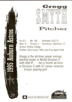 1995 Multi-Ad Auburn Astros #21 Gregg Smyth Back