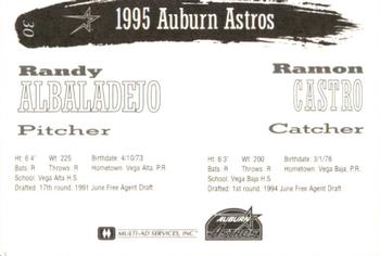 1995 Multi-Ad Auburn Astros #30 Ramon Castro / Randy Albaladejo Back