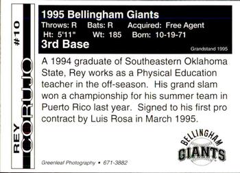 1995 Bellingham Giants #10 Rey Corujo Back