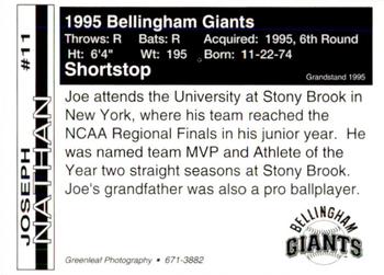 1995 Bellingham Giants #11 Joe Nathan Back