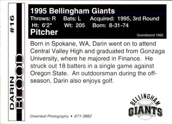 1995 Bellingham Giants #16 Darin Blood Back