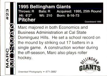 1995 Bellingham Giants #23 Marc Mosman Back