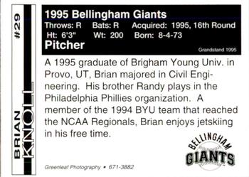 1995 Bellingham Giants #29 Brian Knoll Back
