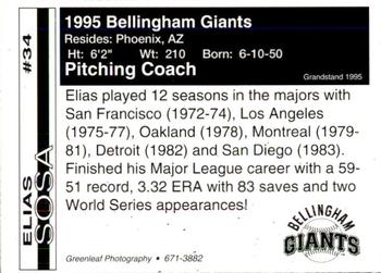 1995 Bellingham Giants #34 Elias Sosa Back
