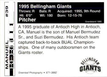 1995 Bellingham Giants #39 Manuel Bermudez Back