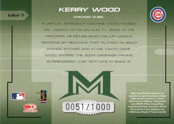 2005 Donruss - Mound Marvels #MM-7 Kerry Wood Back