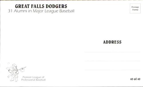 1995 Great Falls Dodgers #40 Cover Card Back