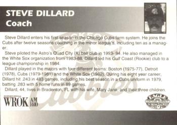 1995 Rockford Cubbies #NNO Steve Dillard Back