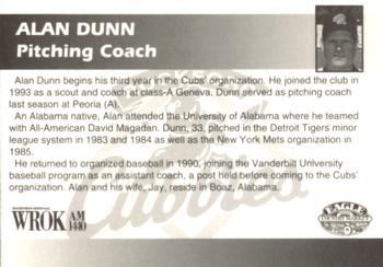 1995 Rockford Cubbies #NNO Alan Dunn Back