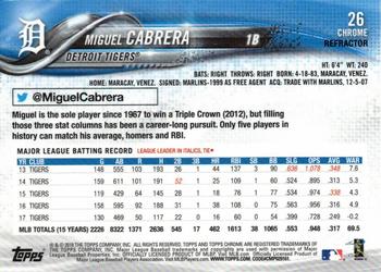 2018 Topps Chrome - X-Fractor #26 Miguel Cabrera Back