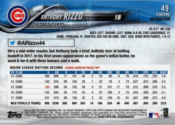 2018 Topps Chrome - X-Fractor #49 Anthony Rizzo Back