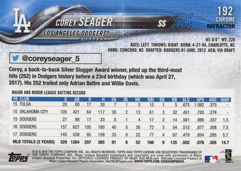 2018 Topps Chrome - X-Fractor #192 Corey Seager Back
