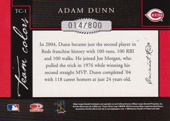 2005 Donruss Classics - Team Colors #TC-1 Adam Dunn Back