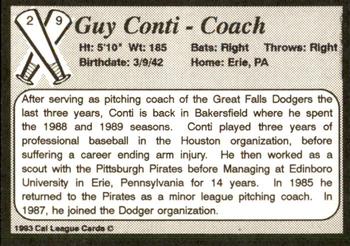 1993 Cal League Bakersfield Dodgers #29 Guy Conti Back
