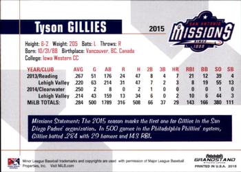 2015 Grandstand San Antonio Missions #10 Tyson Gillies Back