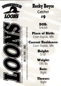 1995 Minneapolis Loons #2 Rocky Boyce Back