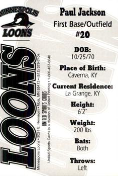 1995 Minneapolis Loons #7 Paul Jackson Back