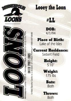 1995 Minneapolis Loons #24 Looey the Loon Back