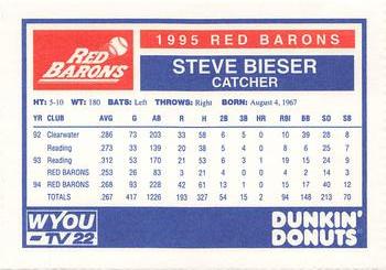 1995 Dunkin' Donuts Scranton/Wilkes-Barre Red Barons #NNO Steve Bieser Back