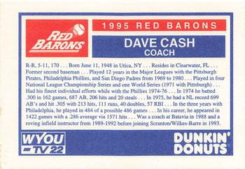 1995 Dunkin' Donuts Scranton/Wilkes-Barre Red Barons #NNO Dave Cash Back