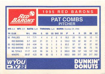1995 Dunkin' Donuts Scranton/Wilkes-Barre Red Barons #NNO Pat Combs Back