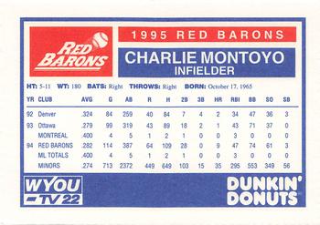 1995 Dunkin' Donuts Scranton/Wilkes-Barre Red Barons #NNO Charlie Montoyo Back