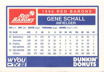 1995 Dunkin' Donuts Scranton/Wilkes-Barre Red Barons #NNO Gene Schall Back