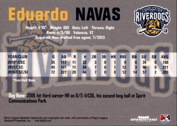 2018 Grandstand Charleston RiverDogs #NNO Eduardo Navas Back