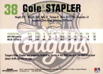 2018 Grandstand Kane County Cougars #28 Cole Stapler Back
