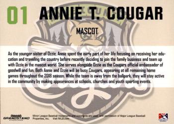 2018 Grandstand Kane County Cougars #33 Annie Cougar Back