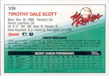 1992 Donruss The Rookies #109 Tim Scott Back