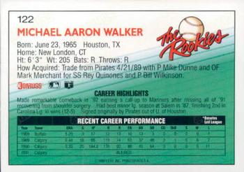 1992 Donruss The Rookies #122 Mike Walker Back