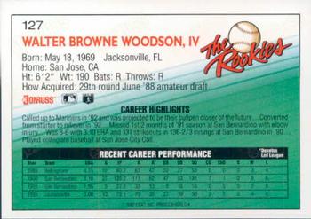 1992 Donruss The Rookies #127 Kerry Woodson Back