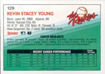 1992 Donruss The Rookies #129 Kevin Young Back