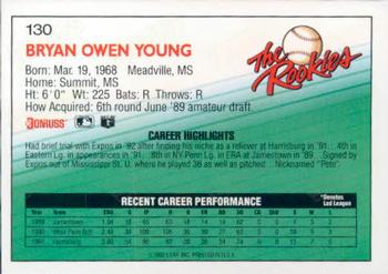 1992 Donruss The Rookies #130 Pete Young Back