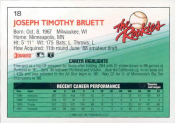 1992 Donruss The Rookies #18 J.T. Bruett Back