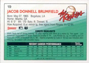 1992 Donruss The Rookies #19 Jacob Brumfield Back