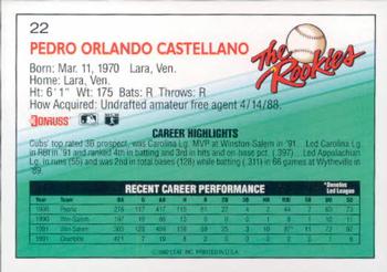 1992 Donruss The Rookies #22 Pedro Castellano Back