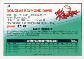 1992 Donruss The Rookies #31 Doug Davis Back