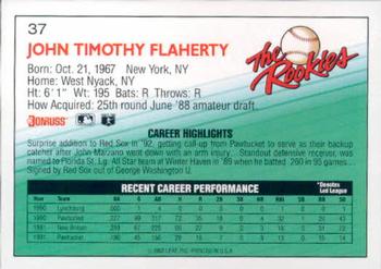 1992 Donruss The Rookies #37 John Flaherty Back