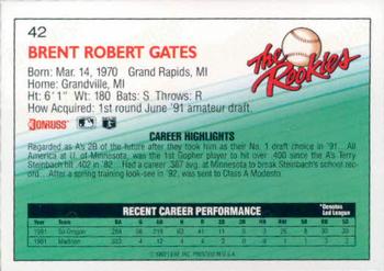 1992 Donruss The Rookies #42 Brent Gates Back