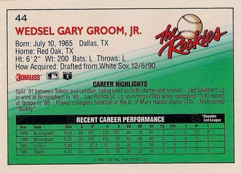 1992 Donruss The Rookies #44 Buddy Groom Back