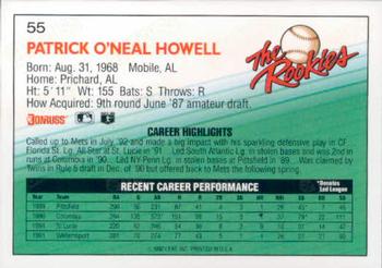 1992 Donruss The Rookies #55 Pat Howell Back