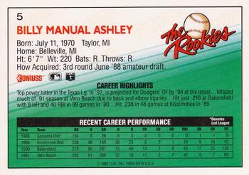 1992 Donruss The Rookies #5 Billy Ashley Back