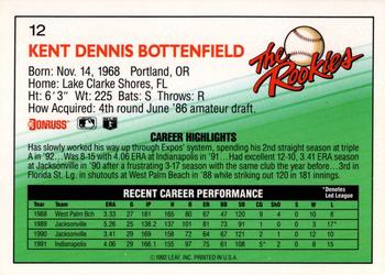 1992 Donruss The Rookies #12 Kent Bottenfield Back