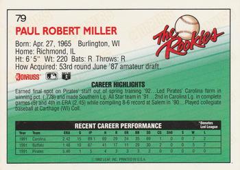 1992 Donruss The Rookies #79 Paul Miller Back