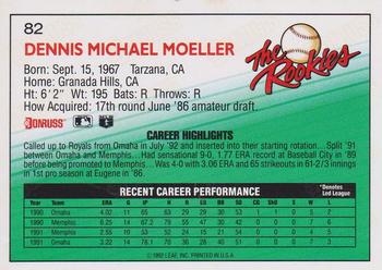 1992 Donruss The Rookies #82 Dennis Moeller Back
