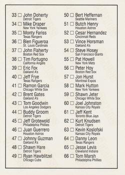 1992 Donruss The Rookies #131 Checklist: 1-66 Back