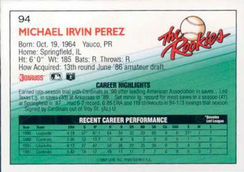 1992 Donruss The Rookies #94 Mike Perez Back