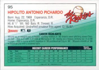 1992 Donruss The Rookies #95 Hipolito Pichardo Back